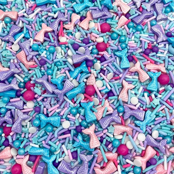 Manvscakes Sprinkles- Edible Cake and Cupcake Sprinkles with Assorted Shapes and Sizes for Parties, Metallic Sprinkle Mix for Cookies, Ice Cream, Cake and Cupcake Decorating, 4 oz (Mermaid)
