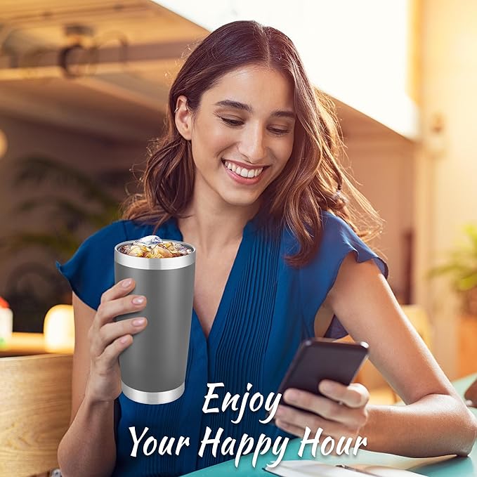 20 oz Tumblers Bulk Stainless Steel Tumbler with Lid Double Wall Vacuum Insulated Coffee Mug 20oz Powder Coated Cup for Hot and Cold Drinks, Gray, 12 pack