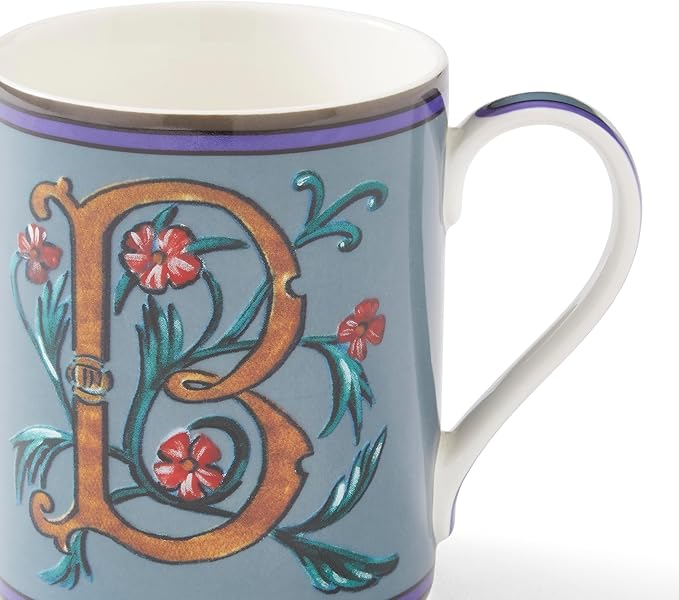 Spode Kit Kemp 12oz Mug in Fine China, B Initial - Custom Coffee Cup for Hot Beverages, Personalized Gift Idea for Her, Him, Friends, Coffee Lovers - Stylish Letter Mug for Daily Use, Dishwasher Safe
