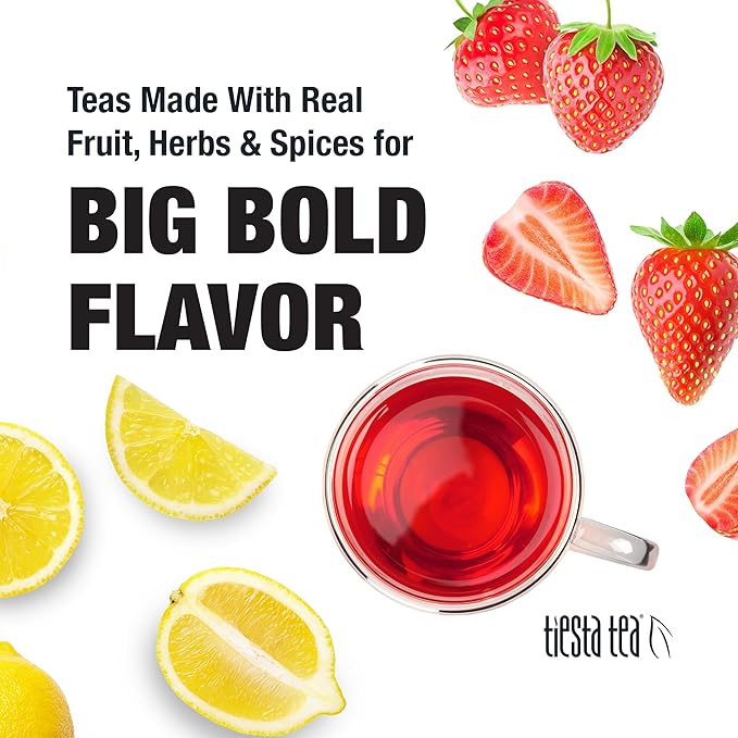 Tiesta Tea - Strawberry Lemonade, Loose Leaf, Strawberry Lemon Herbal Tea, Premium Non-Caffeinated Fruit Blend, Make Hot or Iced & Brews Up to 25 Cups, 2 Ounce Resealable Pouch