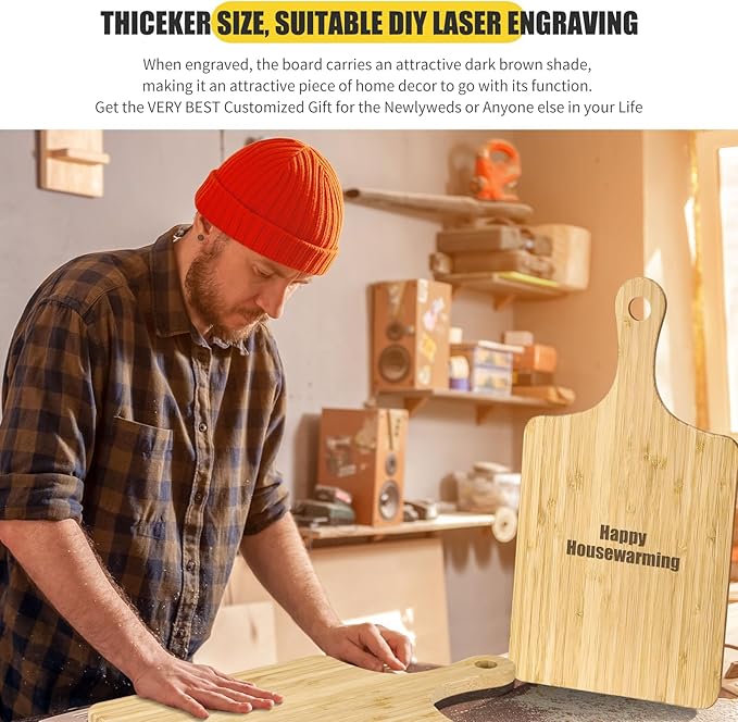 Lounsweer 6 Pcs Thicken Cutting Board Bulk Wood Board for Chopping Serving Charcuterie Material for Laser Engraving Mother' Day Wedding Housewarming Gift