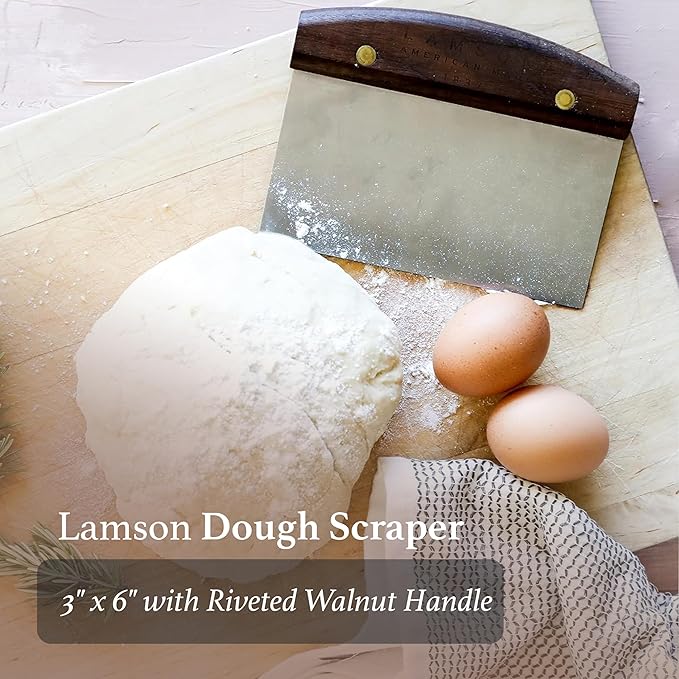 Lamson 3" x 6" Dough (Bench) Scraper and 3' x 6" Chef's Slotted Turner with Walnut Handle - Right-Hand