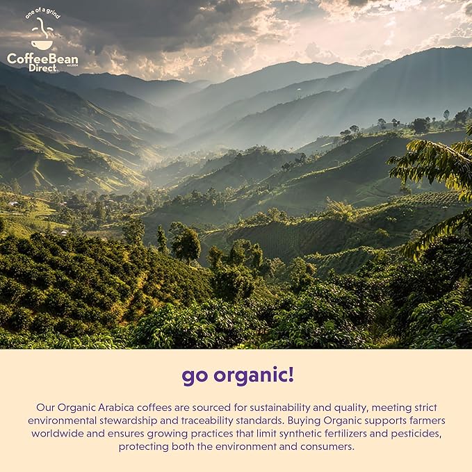 Coffee Bean Direct Organic Fair Trade Nicaraguan SHG, Whole Bean Coffee, Light Roast, 2.5 Pound Bag (Pack of 1)