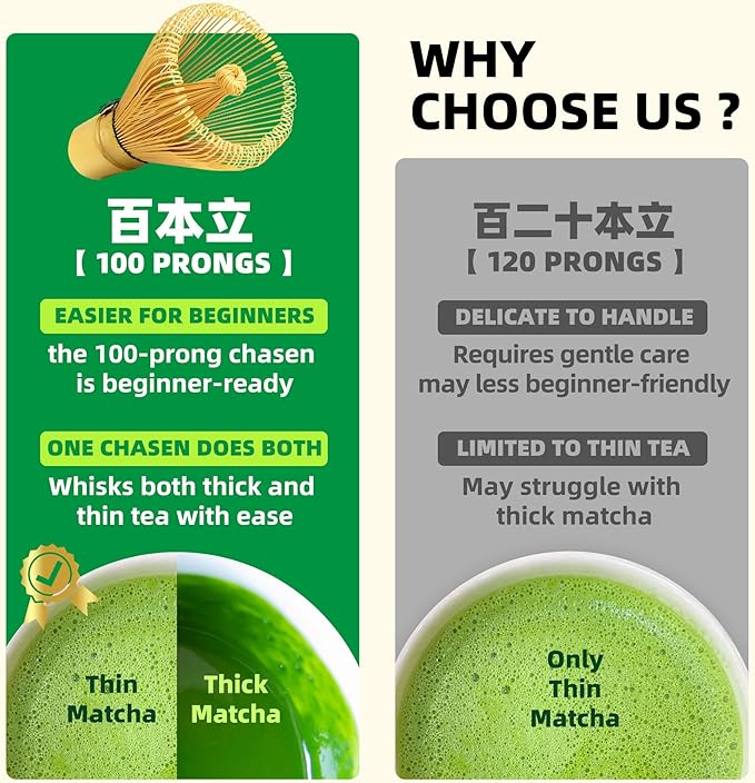TEANAGOO Matcha Whisk Set,6-PCS Traditional Starter Set,100 Prongs Whisk with Pink Cherry Blossom Holder,Scoop(Chashaku),Bamboo Chasen,Tea Spoon,Ceremony Accessory