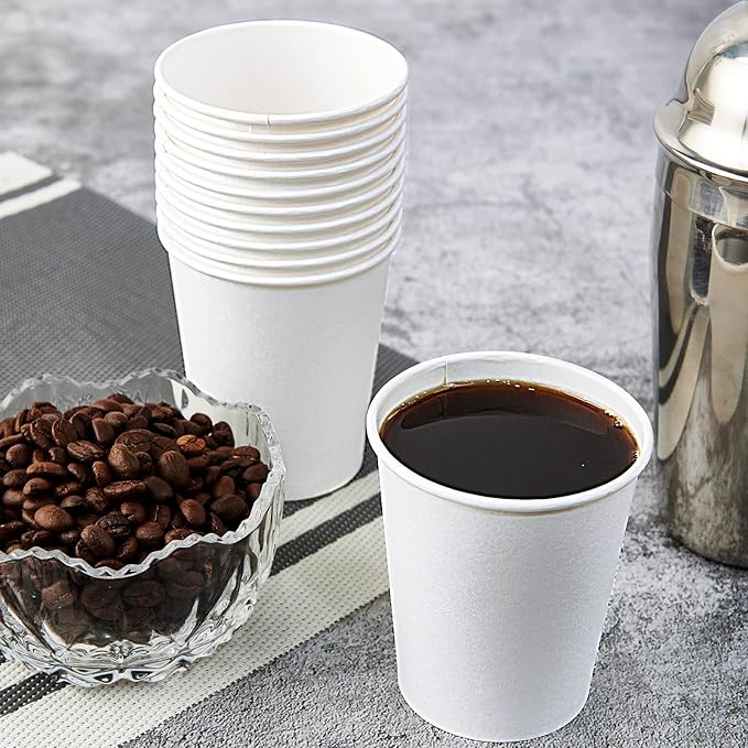 Turbo Bee 10 oz Disposable Coffee Paper Cups,270 Pack Hot Drinking Cups,White Paper Party Cups