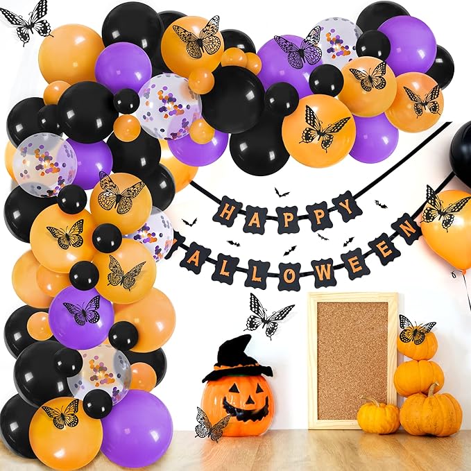 SAOROPEB 3D Butterfly Wall Decor 48 Pcs 4 Styles 3 Sizes, Gold Butterfly Decorations for Butterfly Birthday Decorations Butterfly Party Decorations Cake Decorations, Removable Stickers (Black)