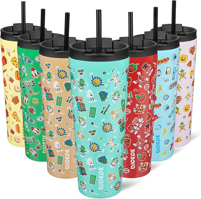 BJPKPK 26oz Stainless Steel Insulated Tumbler With lid And Straw Travel Coffee Thermal Tumblers Cup For Women And Men,Spring Party Green