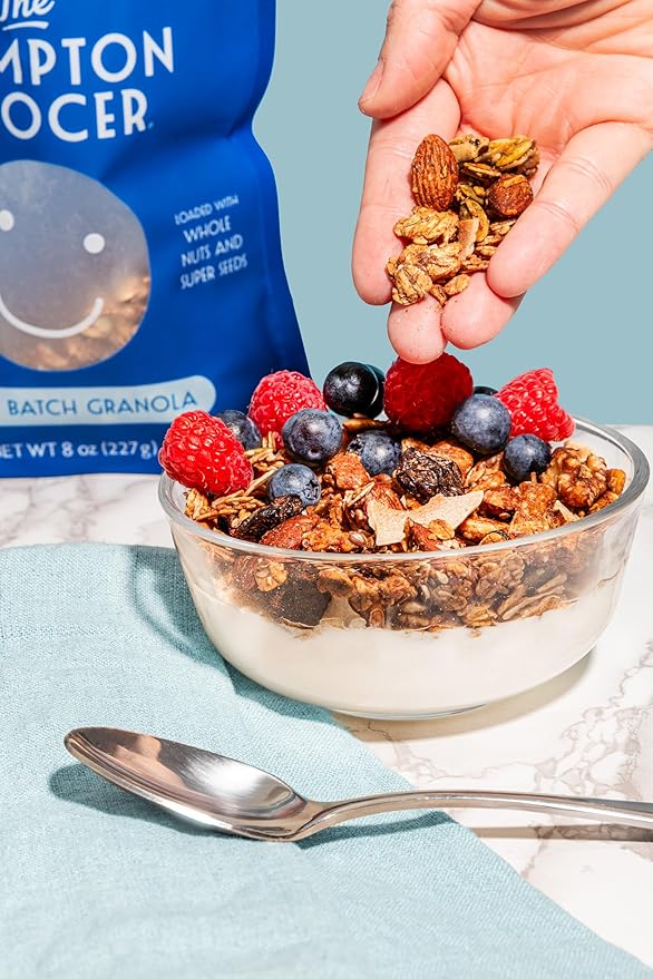 The Hampton Grocer Dried Cherry & Cinnamon Granola, 3 pack - Gluten-Free, No Added Oil, Sweetened with Wildflower Honey - Nut-Packed, Crunchy, Small-Batch, 8oz