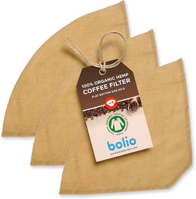 Organic Hemp Reusable Coffee Filter (3, No.6 Flat)