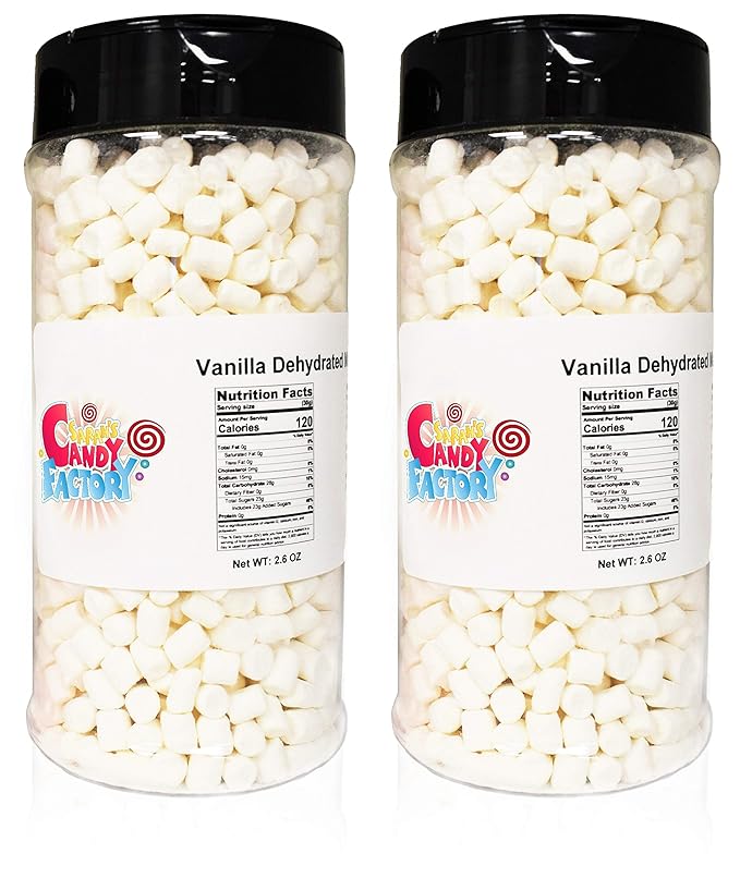 Sarah's Candy Factory Variety Dehydrated Marshmallow Bits, Vanilla Marshmallows in Jar, Assorted Marshmallows in Jar Vanilla-Vanilla