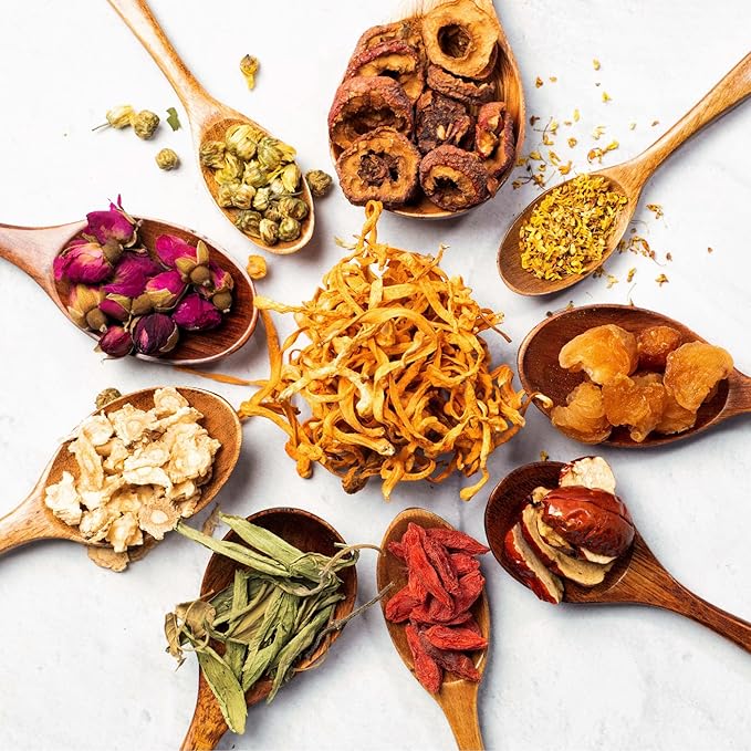 qìsane Hawthorn Berry Tea Bags with Osmanthus Flower - Dried Hawthorn Berries, Osmanthus Plant, Lemongrass & Ginger Loose Leaf Tea to Help Support Digestion & Easy Breathing - 10 sachets (~30 cups)