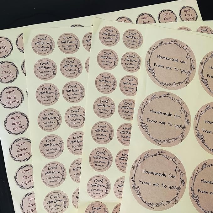 Custom Stickers Kraft Paper Labels Personalized Withe Text, Business Logo Customized Food Jars Labels Bakery Label Sticker Package Favor Canning Circle 100pcs (Style 11)