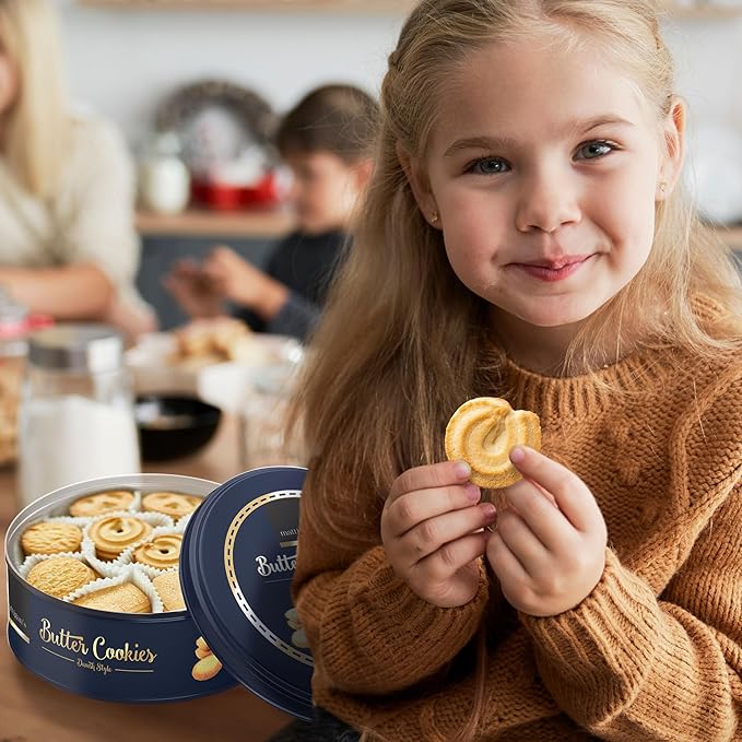 Mattigan's Butter Cookies Traditional Danish Style Cookie Assortment, 16 Oz Tin, Gourmet Gifts for Holidays, Birthday, Special Occasions, Snack Gift, Assorted Cookie Dessert Sweets, Reusable Metal Tin