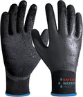 KAYGO Waterproof Work Gloves for Men and Women, Rubber Coated Non-slip Working Gloves for Garden, Outdoor Construction,KG150,Black,M