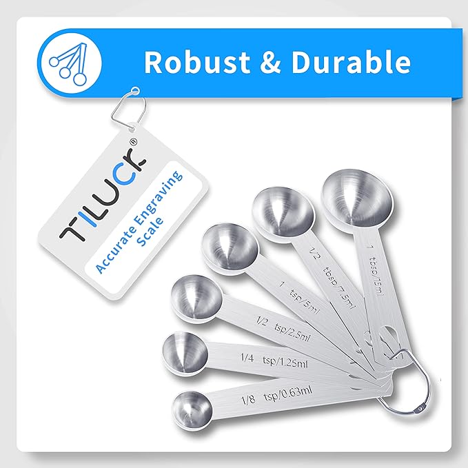 TILUCK Measuring Cups and Spoons Set, Stainless Steel Cups & Spoons,Coffee Scoop Spoon, Kitchen Gadgets for Cooking & Baking (13)