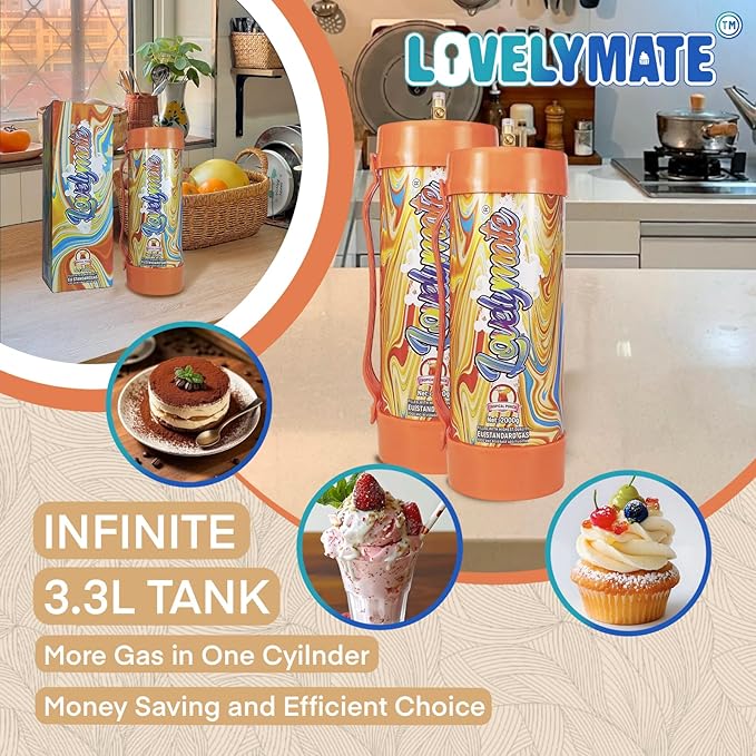 Whipped Cream Charger Tank 3.3L 2000G Whip Cream Charger Cylinder Food Grade Flavored (Tips Included) (8, Tropical Punch)