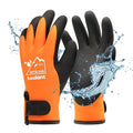 100% Waterproof Gloves for Men and Women, Winter Work Gloves for Cold Weather, Touchsreen, Thermal Gloves for Freezer Work, Fishing and Gardening, With Grip, Orange, X-Large