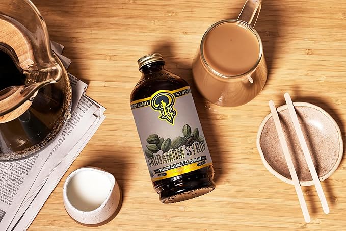 Portland Syrups Cardamom Syrup – Flavoring for Coffee, Lattes, Cold Brew, Macchiatos, Cocktails, & Desserts – Ideal for Drinks & Adding a Flavor to Any Beverage – 12 oz, 24 servings (Pack of 1)