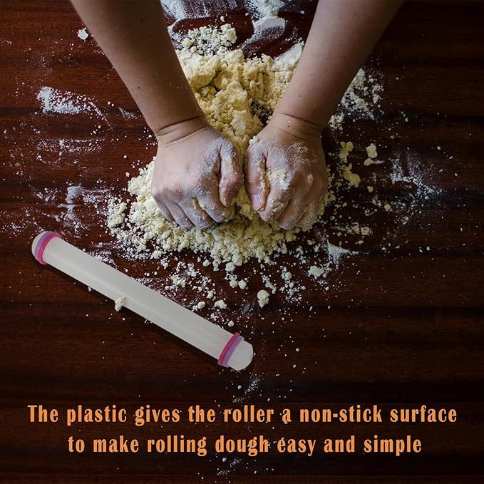 Fondant Rolling Pin 9 Inch Non-Stick Dough Pastry Roller Adjustable Kitchen Utensils for Fondant, Pie Crust, Cookie, Pastry