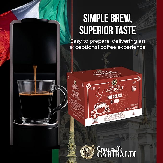 Caffè Garibaldi Sumatran Coffee Pods, Single-Serve Capsules for Keurig K-Cup Brewers, 100% Arabica Blend, Recyclable Pods, 12 Count - Dark Roast