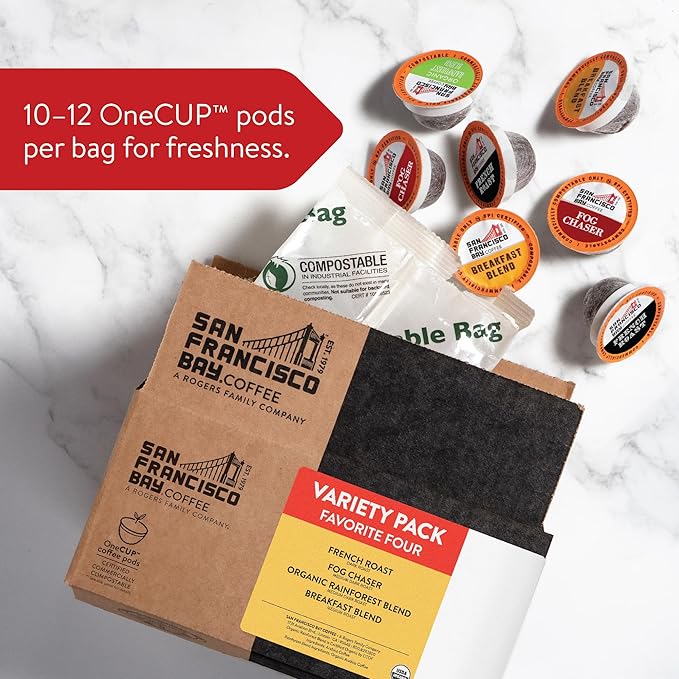 San Francisco Bay Compostable Coffee Pods - Original Variety Pack (120 Ct) K Cup Compatible including Keurig 2.0, French, Breakfast, Fog, Organic Rainforest