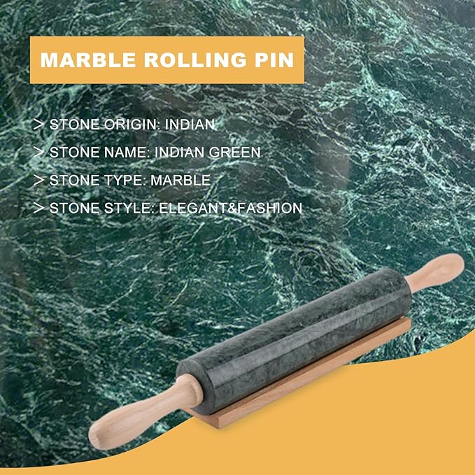 Koville Marble Rolling Pin, Non-Stick Stone Dough Roller, Rolling Pin for Baking,Pasta, Dumpling, Ravioli, Fondant,Pie Crust, Kitchen Baking Pastry Tools