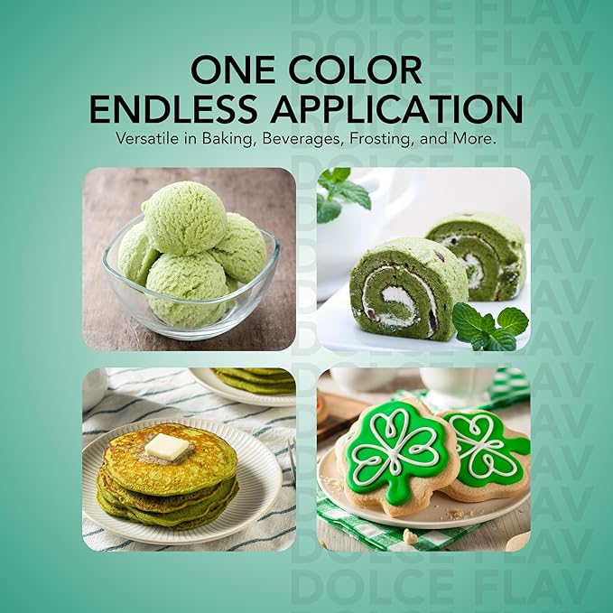 Dolce Flav Natural Green Food Coloring – 2 oz Vibrant Plant-Based Color from Green Apple | Water-Soluble Liquid Dye for Baking, Drinks & Frostings | Graduated Dropper Included | No Artificial Dyes | Kosher | Made in USA