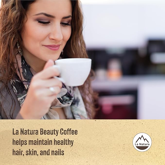 La Natura Lifestyle Beauty Coffee Pods - Espresso Roast European-Style with Biotin, Zinc & Selenium for Hair, Skin & Nails Health - Compostable Nespresso Original Line Compatible Capsules - Pack of 10