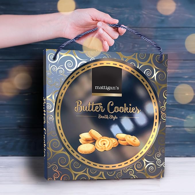 Mattigan's Butter Cookies Traditional Danish Style Cookie Assortment, 16 Oz Tin, Gourmet Gifts for Holidays, Birthday, Special Occasions, Snack Gift, Assorted Cookie Dessert Sweets, Reusable Metal Tin