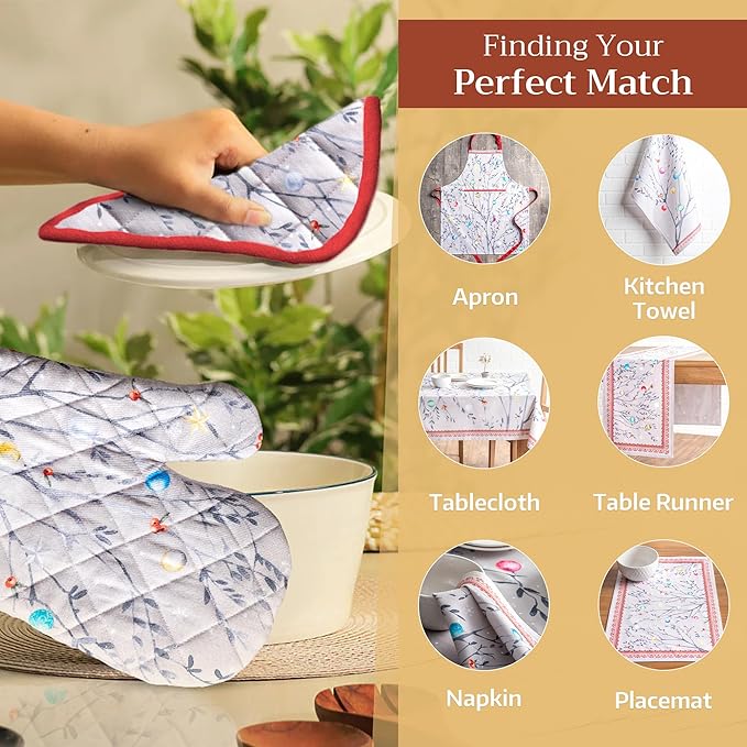 Maison d' Hermine Pot Holders 100% Cotton Heat Resistant Potholders 8" x 8" Hot Pads with Loop BBQ, Cooking, Baking, Grilling, Kitchen, Handling Hot Pans (Pack of 1, Fairy Christmas)
