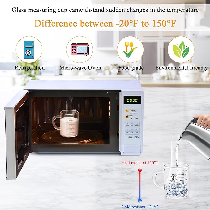 2 Piece Expresso shots cup,Glass measuring cup,8 Oz Glass Measuring Cup,Tea Glass Cups withHandles,Glass Coffee Cups for Latte(Colorful-2pcs)