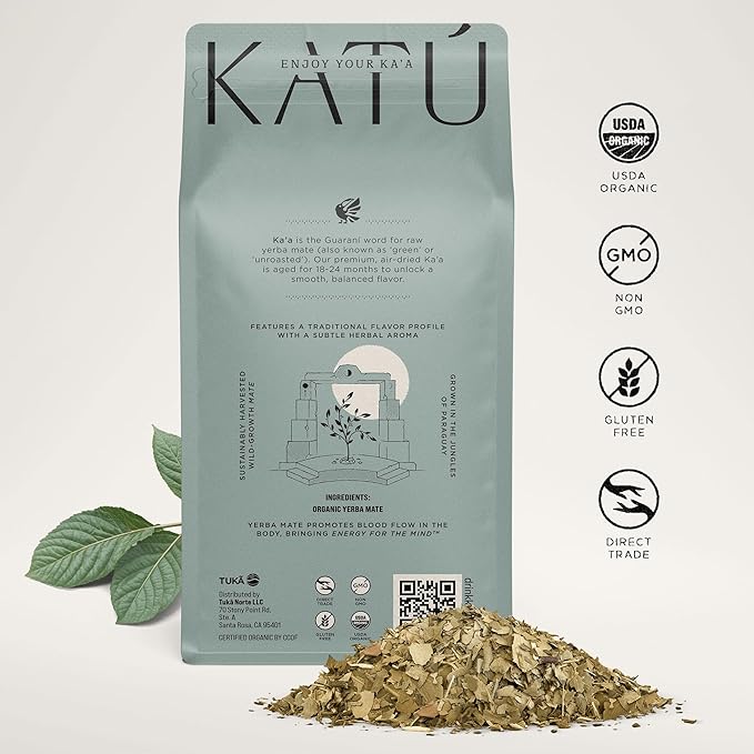 Katú Ka’a Yerba Mate Tea – 2-Pack (2 x 500g) – Organic Loose-Leaf, Air-Dried & Unroasted for Smooth Traditional Taste & Natural Energy – 1kg Total