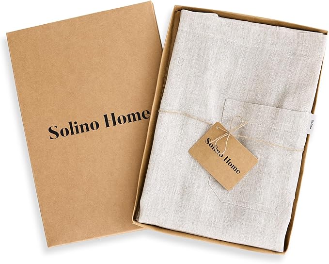 Solino Home Linen Kitchen Apron for Men & Women - Light Natural Bib Apron with Front Pockets - Handcrafted from European Flax