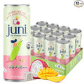 Juni Sparkling Adaptogen Drink with Ashwagandha, Lion’s Mane & Reishi Mushrooms | Green Tea for Focus, Zero Sugar, 5 Calories, Organic | Non Alcoholic Drinks - Tropical 12 pack