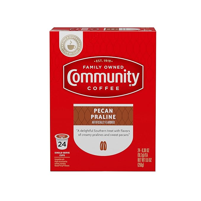 Community Coffee Pecan Praline Flavored 96 Count Coffee Pods, Medium Roast, Compatible with Keurig 2.0 K-Cup Brewers, 24 Count (Pack of 4)