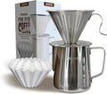 AGOGO Camping Pour Over Coffeemaker Set with Paper Filter Stainless Steel (Silvery, 600ml)