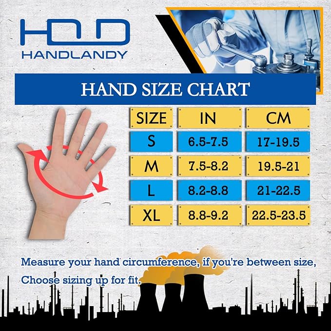 HANDLANDY Work Gloves for Men & Women, Utility Mechanic Working Gloves Touch Screen, Flexible Yard Work Gloves