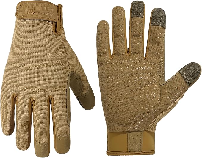 HANDLANDY Work Gloves for Men & Women, Utility Mechanic Working Gloves Touch Screen, Flexible Yard Work Gloves