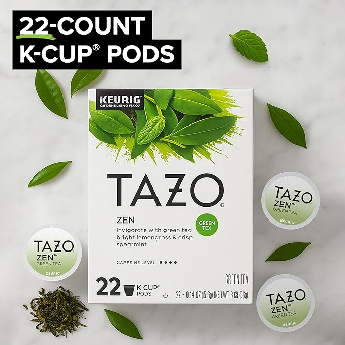 TAZO Zen Green Tea K-Cups, Green Tea Zen for Health and Wellness, 22 Pods
