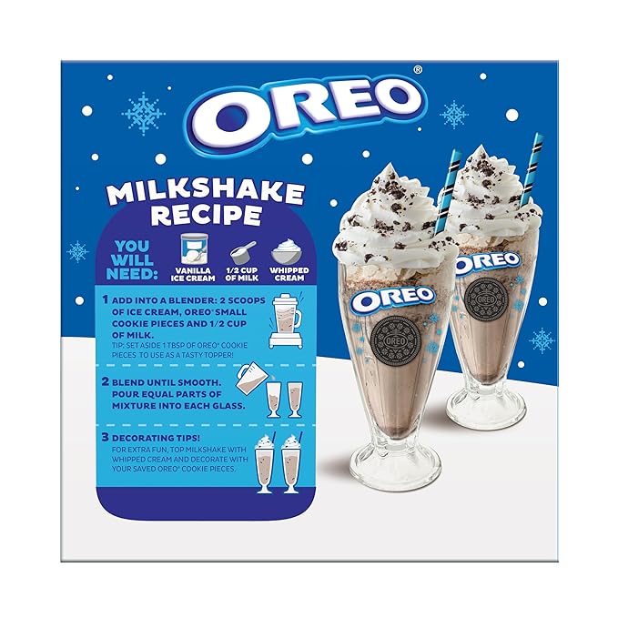Oreo Milkshake Gift Set, Includes Oreo® Cookie Pieces, 2 Glass Cups, 2 Straws & Ice Cream Scoop, Dessert Kit & Gift Idea, by Frankford Candy