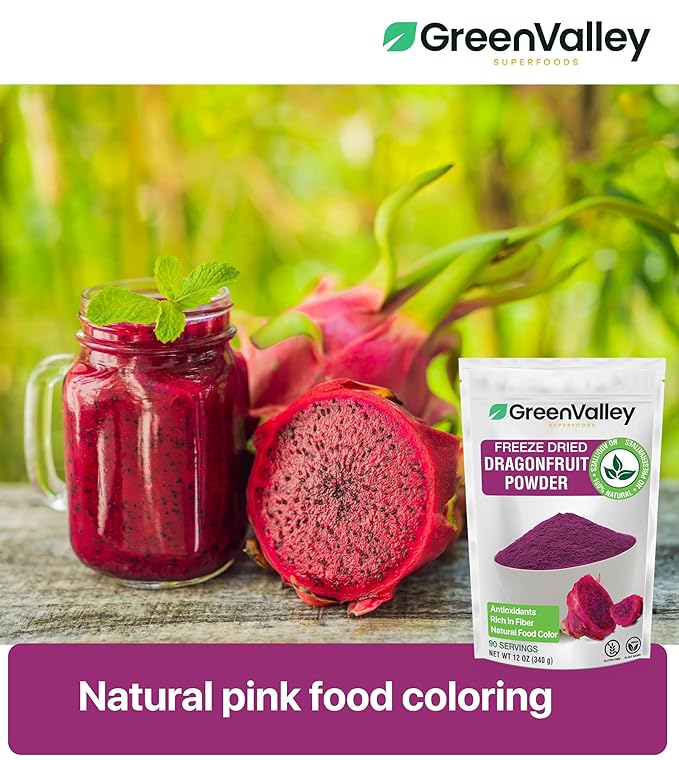 Dragon Fruit Powder for Baking and Freeze Dried Pink Pitaya Powder for Dragonfruit Syrup, Smoothies and Food Coloring (12 Ounce)