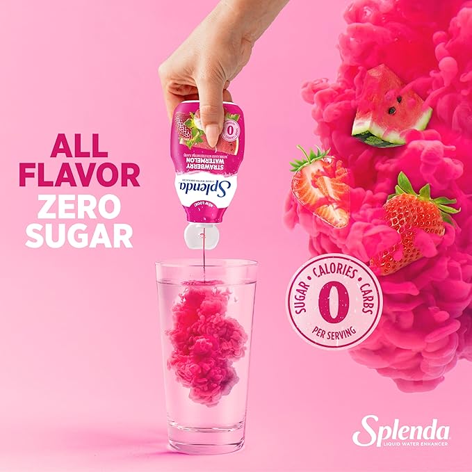 SPLENDA Liquid Water Enhancer Drops, Sugar Free, Zero Calorie, Natural Flavor, Concentrated Drink Mix, 3.11 Fl Oz Each Bottle (Strawberry Watermelon, 2 Pack)