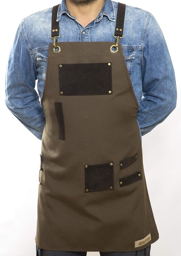 Men and Women Apron for Kitchen, Gardening, Artist, Chef, Work | Canvas, Waterproof, Adjustable Straps Unisex