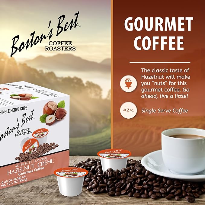Boston’s Best - Hazelnut Creme Flavored, Delicious Gourmet Coffee Compatible with Keurig® Coffee Maker, 1 Count (42 Single Serve Cups)