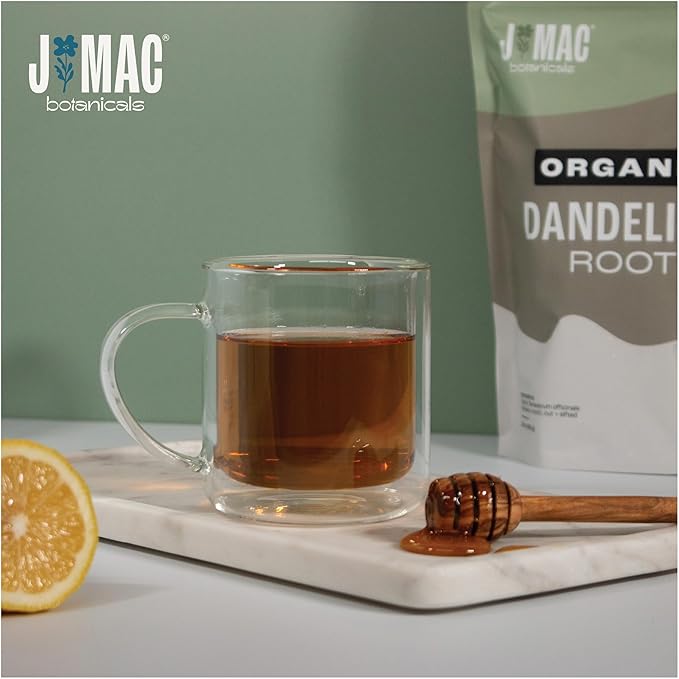 J Mac Botanicals Organic Dandelion Root (16 oz) unroasted, herb for tea and other infusions, Packaged in the USA, Certified USDA Organic
