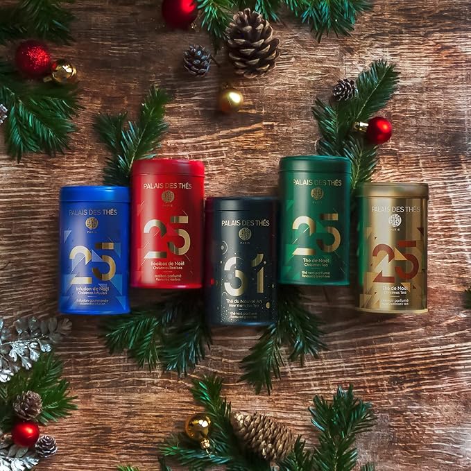 Palais des Thés - N°25 Vegan Black Tea - Holiday Blend with Vanilla, Almonds, and Cinnamon - 3.5oz Loose Leaf Metal Gift Tin, Serves 20-25 Cups