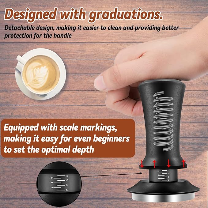 Yeelan Espresso Tamper 51mm with WDT Tool,Calibrated Spring Loaded Coffee Tamper with Silicone Mat,100% Flat Stainless Steel Base Espresso Tools - Tamper for Espresso Machine,Espresso Accessories