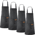 Handepo 4 Pcs Kitchen Cooking Aprons with Pockets Adjustable Waterproof Baking Apron for Women Men, Chef,BBQ, Christmas Gift