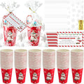 50 Sets Christmas Snowman Soup Kits for Classroom Coworker Gift 12 Oz Winter Snowman Paper Cups for Hot Cocoa Chocolate Marshmallow Soup Tags Clear Xmas Bags (Vibrant)