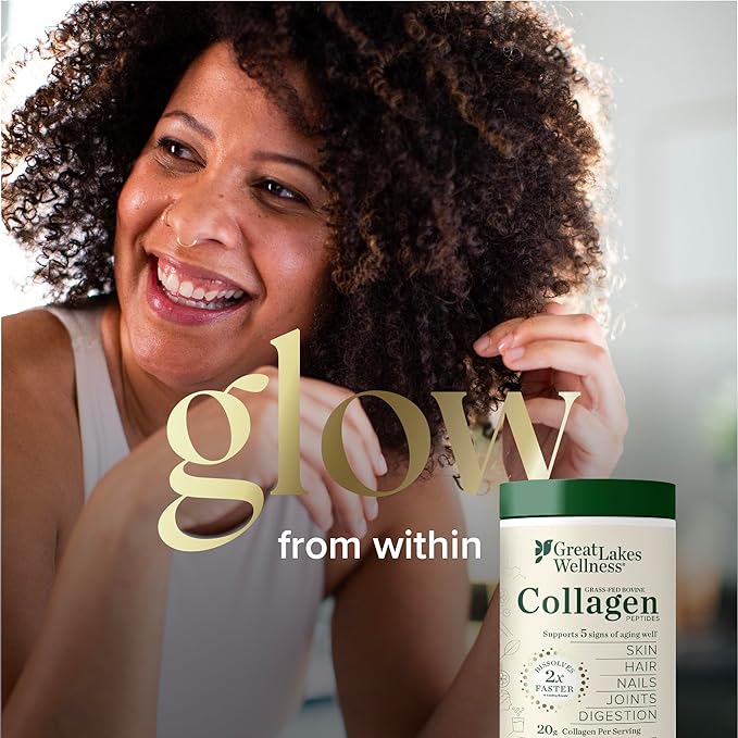 Great Lakes Wellness Beauty Boost Advanced Collagen Peptides Powder with Hyaluronic Acid, Biotin, Vitamin C - Skin Elasticity and Hydration - Raspberry Lemonade Flavor - Non-GMO, Keto, Kosher - 8 oz
